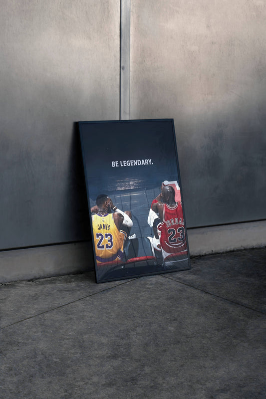 LeBron James vs Michael Jordan Be Legendary Poster Frame