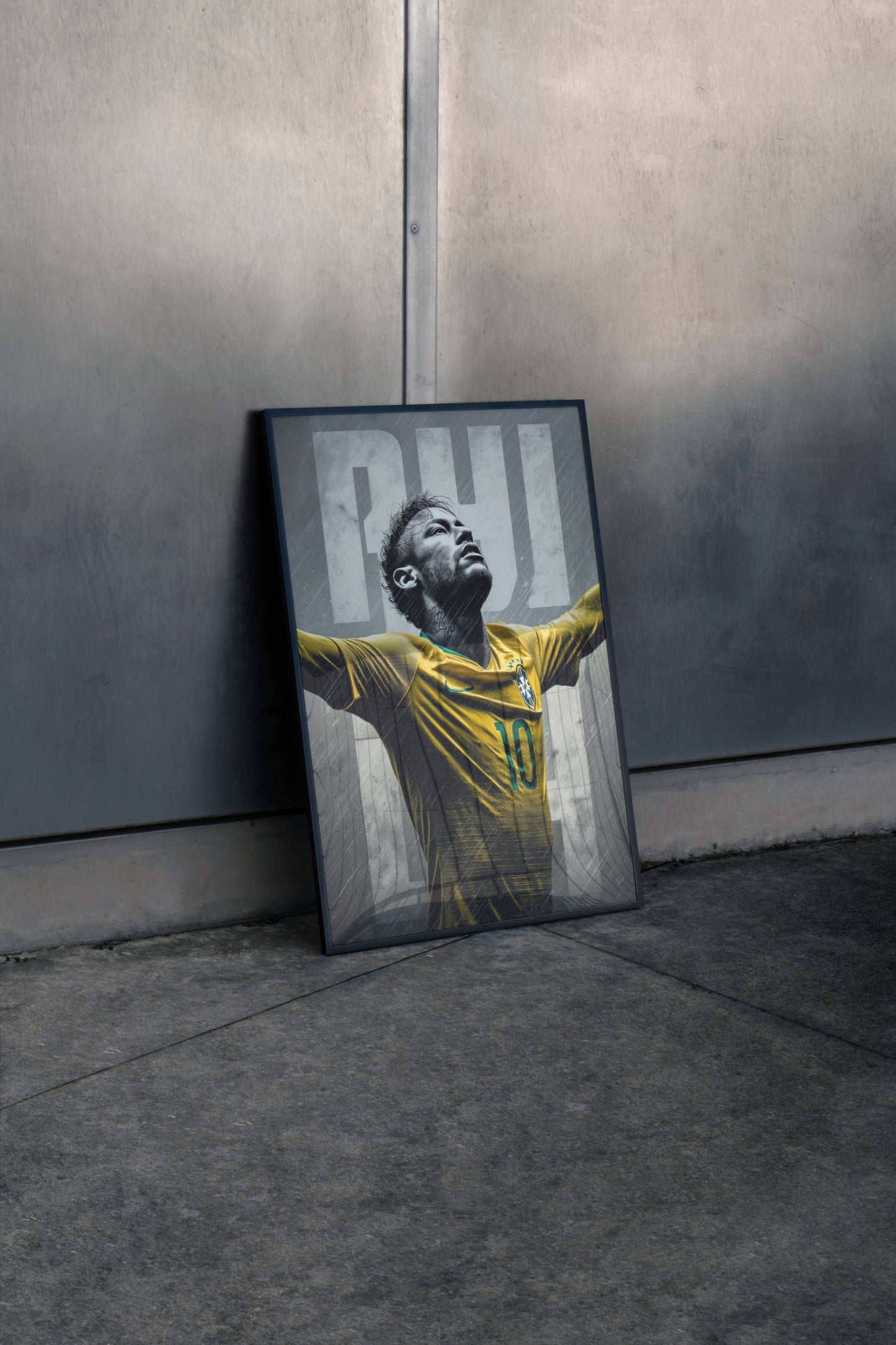 Neymar Brazil No.10 Arms Raised NJR Art Print | Football Wall Poster