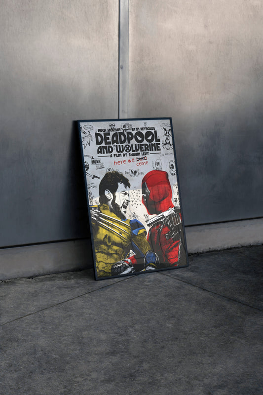 Deadpool and Wolverine Marvel Comic Duo Movie Poster Frame
