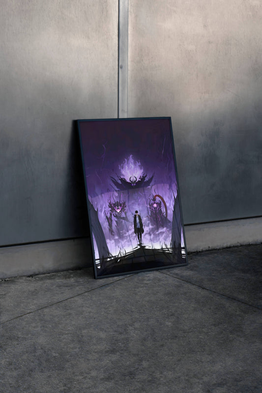 Solo Leveling Sung Jinwoo Shadow Battle Poster Frame