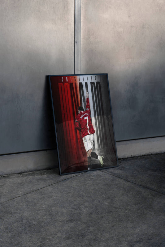 Ronaldo Manchester United No.7 Back View Art Print | Football Wall Poster