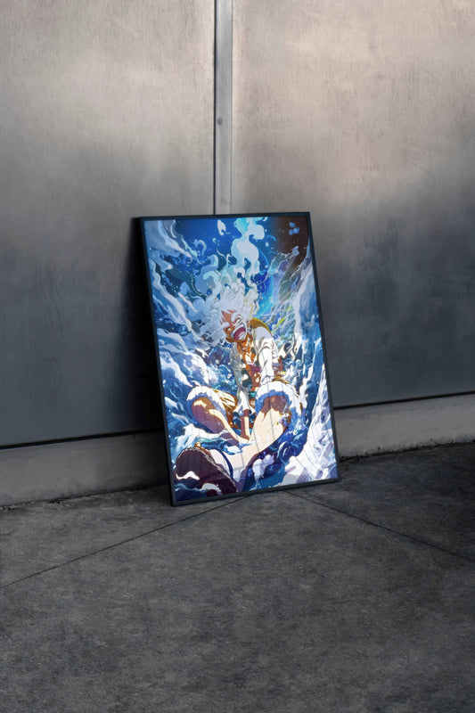 One Piece Luffy Gear 5 Action Art Poster Frame