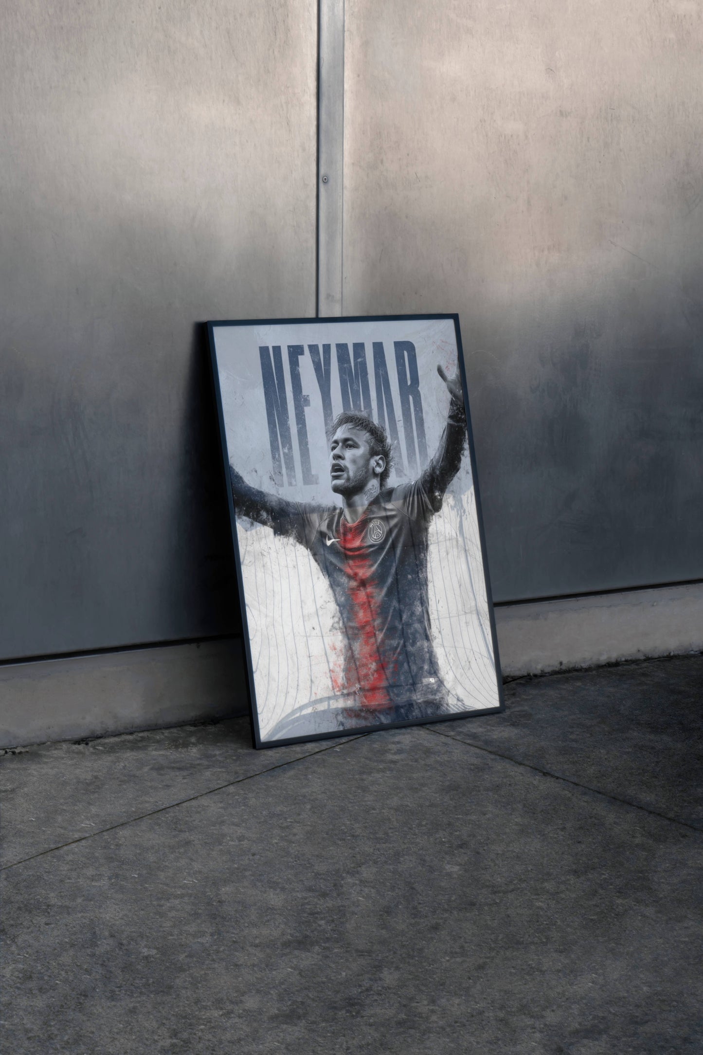 Neymar PSG Arms Raised Grunge Art Print | Football Wall Poster