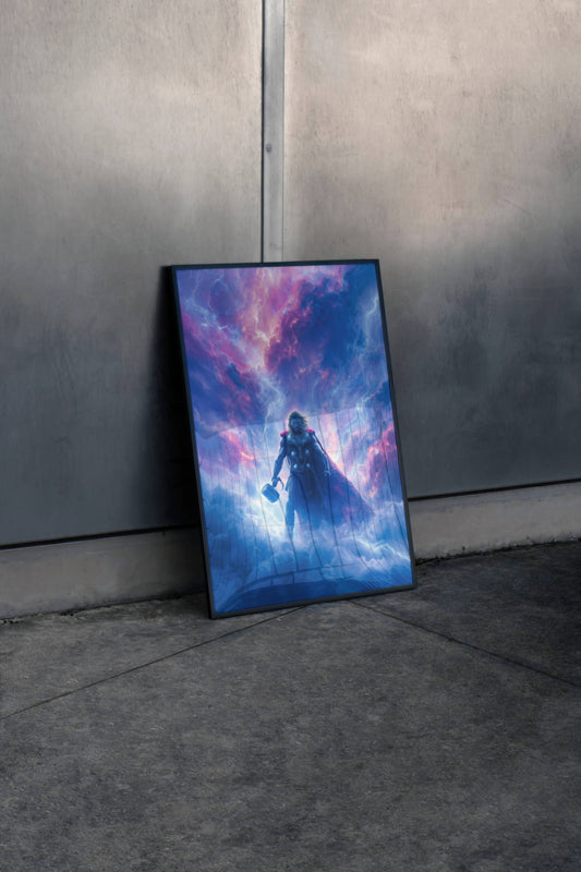Captain America Cosmic Nebula Silhouette Art Print | Superhero Wall Poster