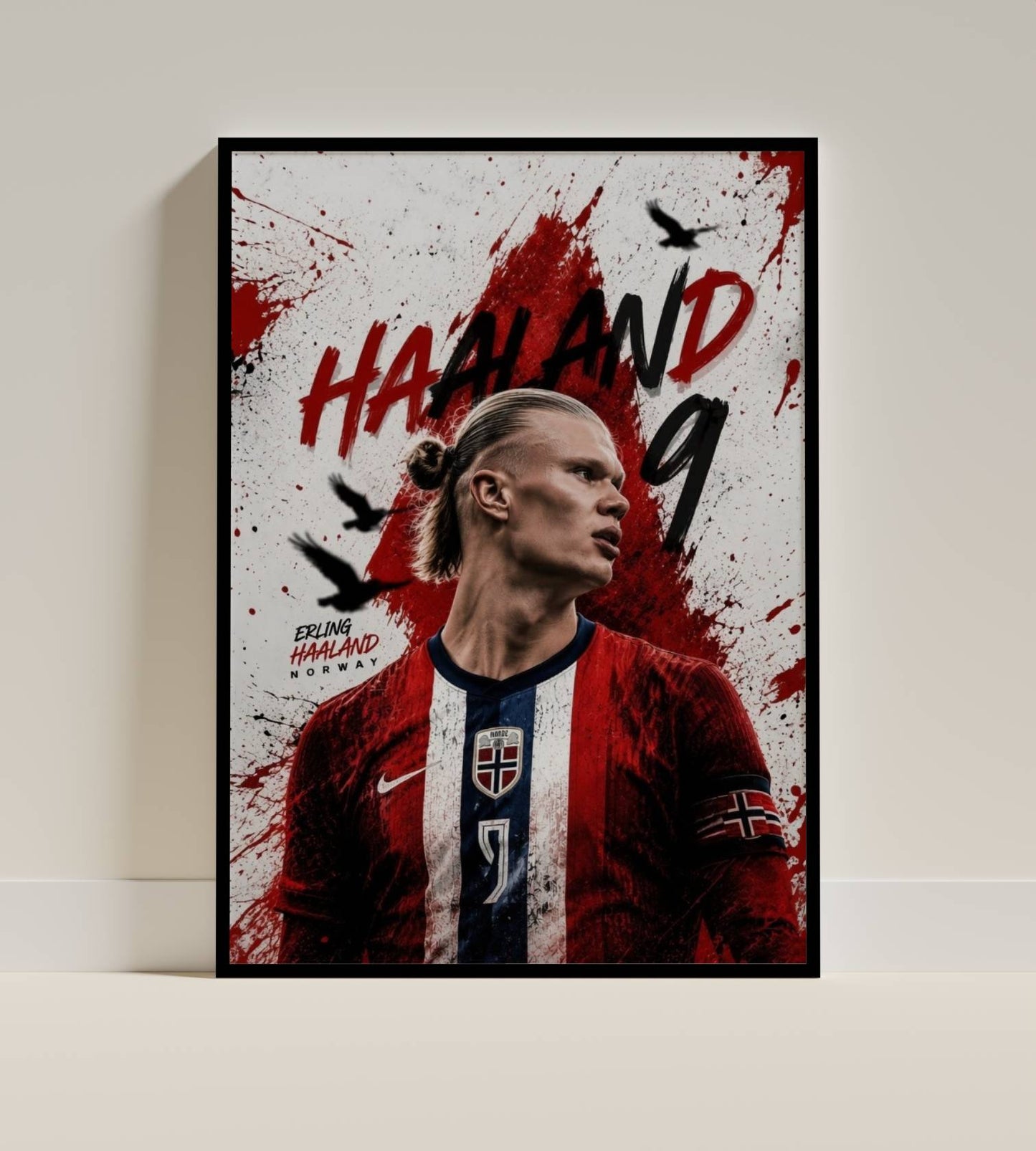 Haaland Norway Paint Splash Celebration Art Print | Football Wall Poster