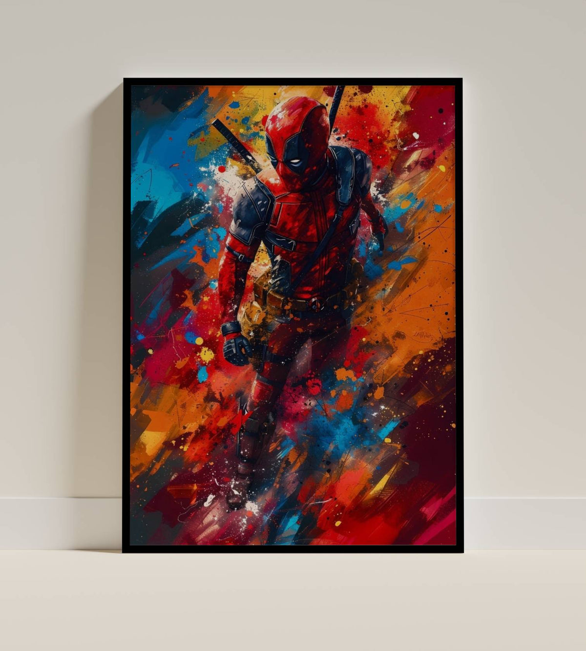 Deadpool Colorful Abstract Art Painting | Superhero Wall Art Print
