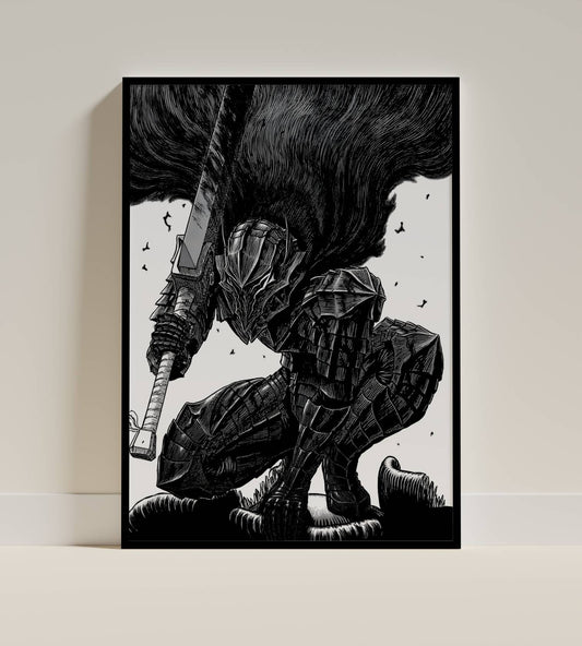 Berserk Guts Dark Fantasy Manga Art Poster Frame