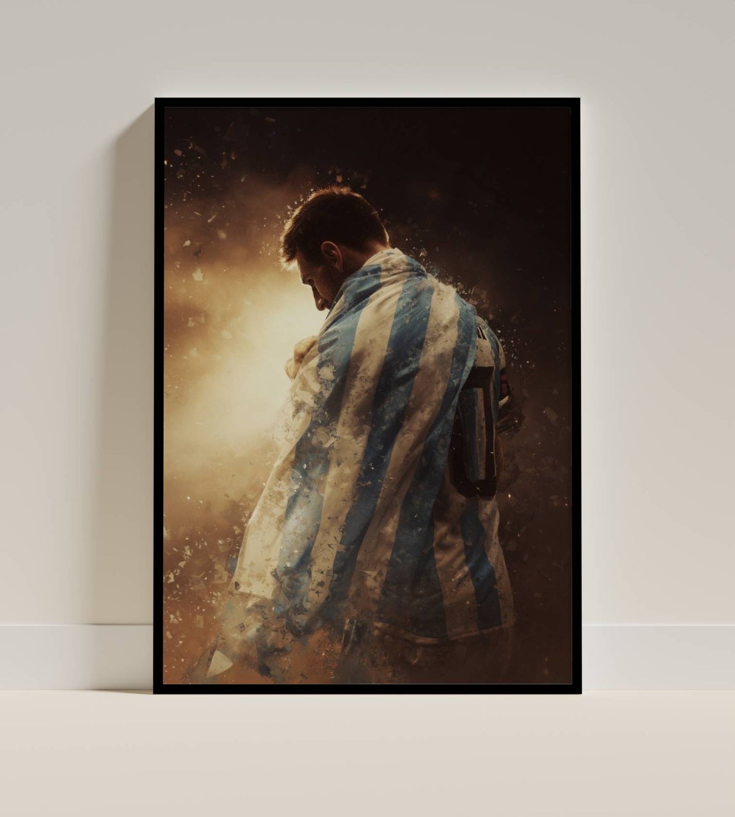 Messi Argentina Jersey Back View Cinematic Art Print | Football Wall Poster