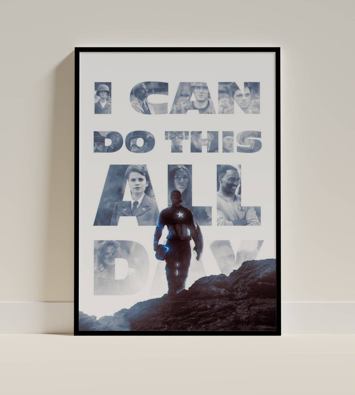 Captain America "I Can Do This All Day" Quote Art Print | Superhero Wall Poster