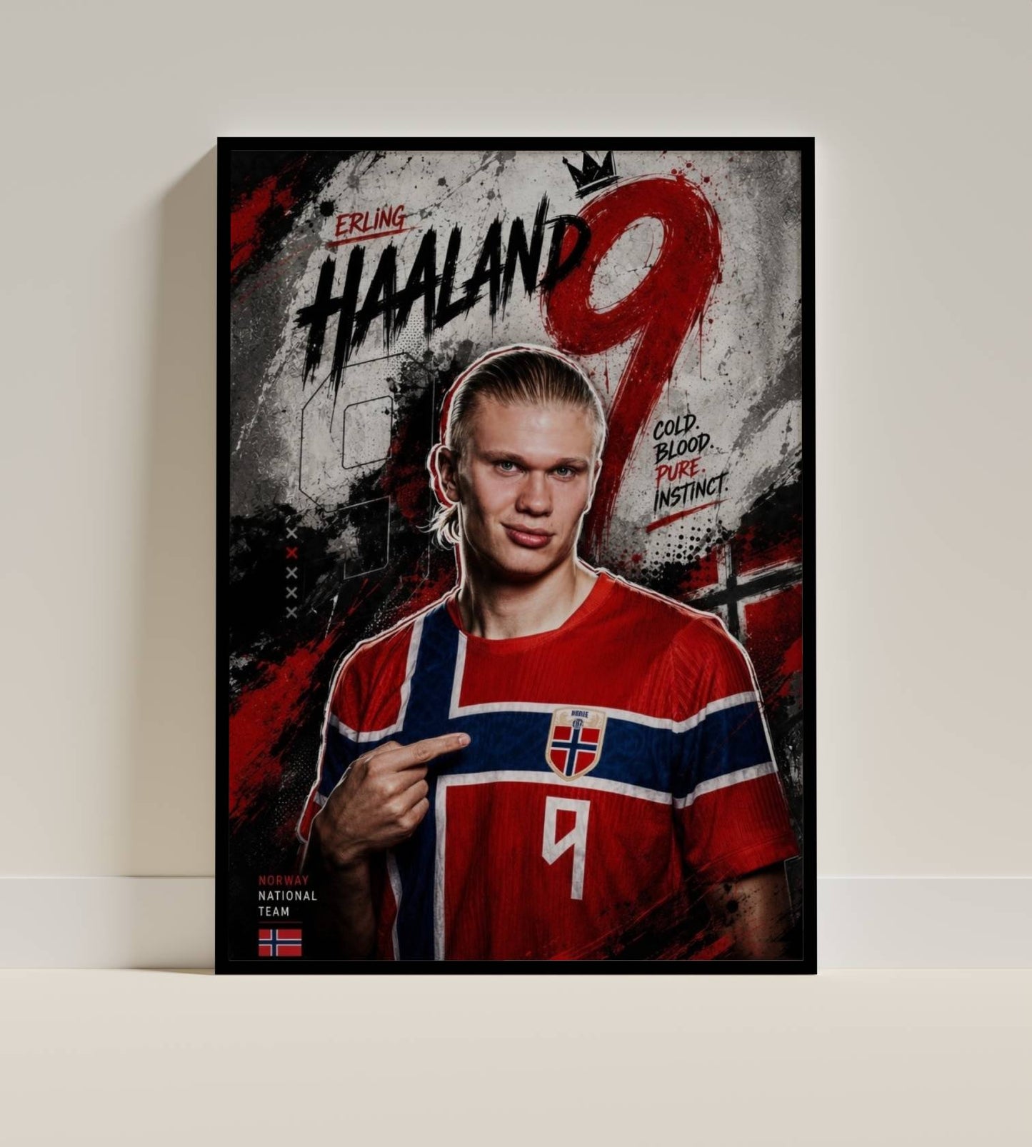 Haaland Norway HAALAND 9 Cold Blood Art Print | Football Wall Poster