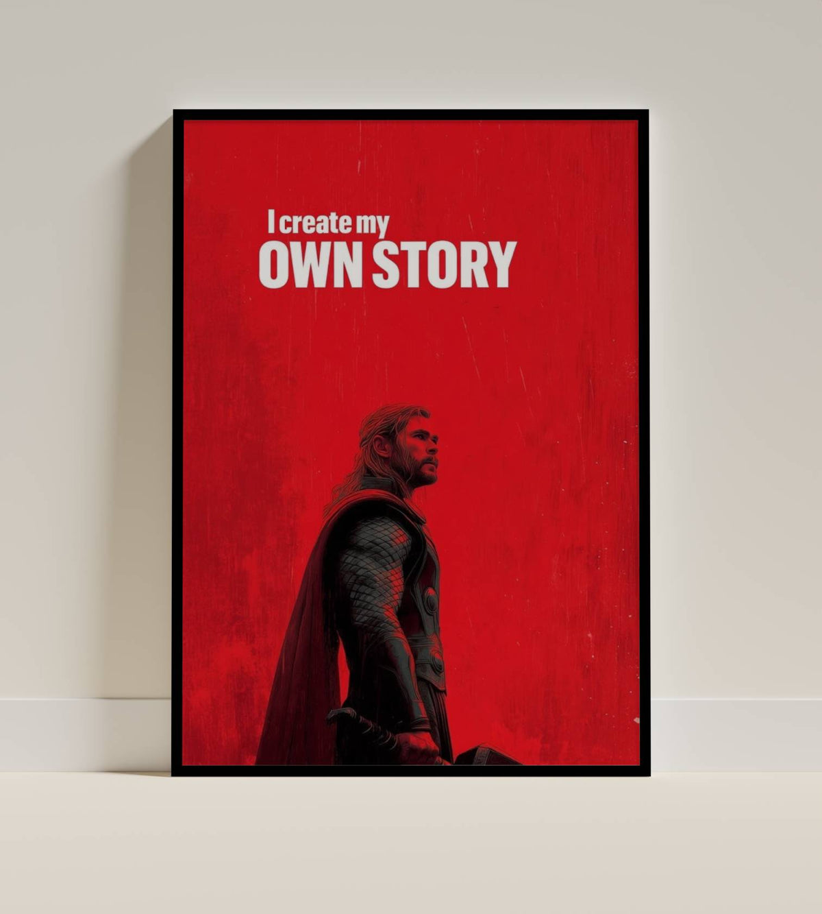 Courage Your Own Story Motivational Quote Art Print | Red Wall Poster