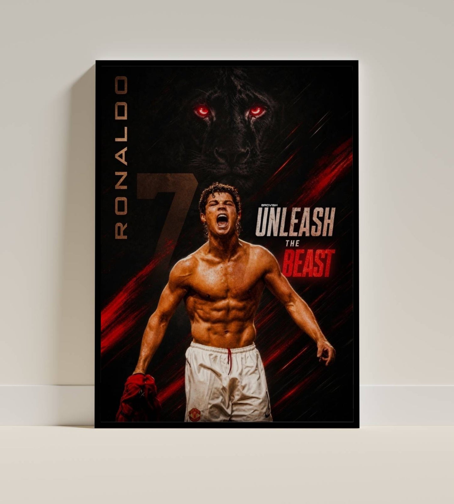 Ronaldo Unleash The Beast Motivational Art Print | CR7 Football Wall Poster