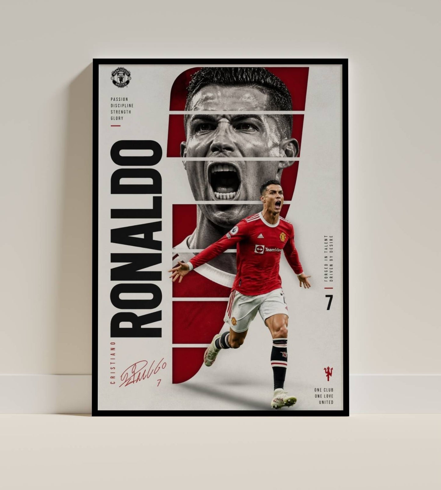 Ronaldo Manchester United Dual Portrait Action Art Print | Football Wall Poster