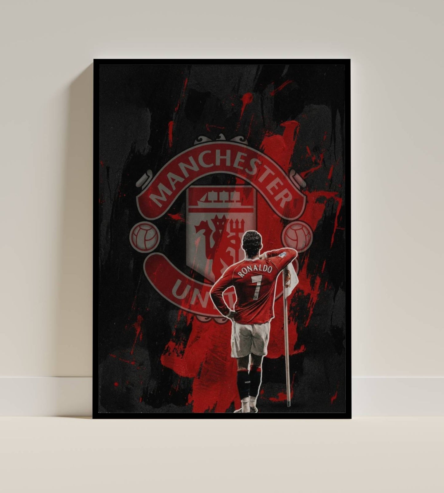 Ronaldo Manchester United Crest Back View Art Print | Football Wall Poster