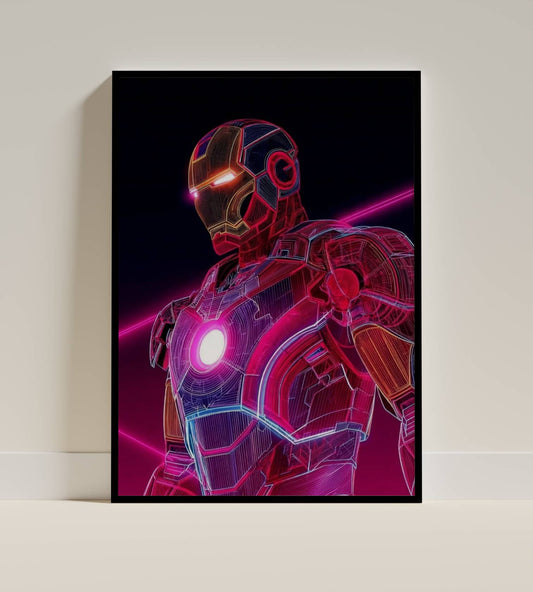 Iron Man Neon Cyberpunk Glow Art Print | Marvel Wall Poster