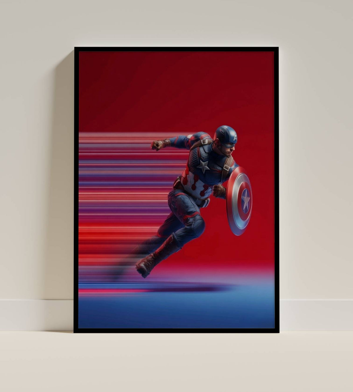 Captain America Running Action Speed Art Print | Superhero Wall Poster