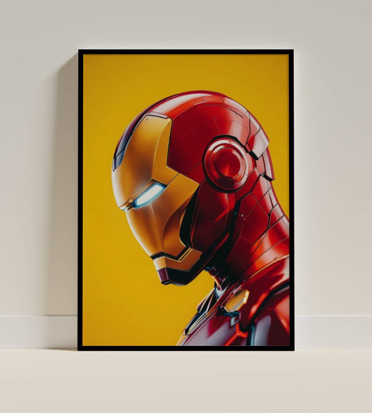 Iron Man Yellow Background Profile Portrait Art Print | Marvel Wall Poster