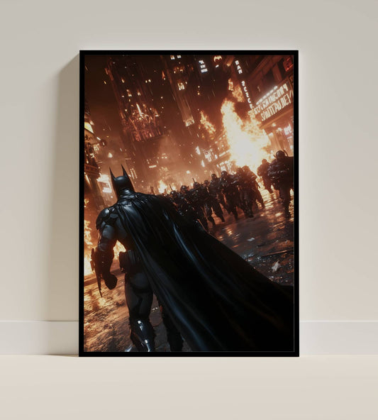 Batman Action Fire Dark Art Poster Frame