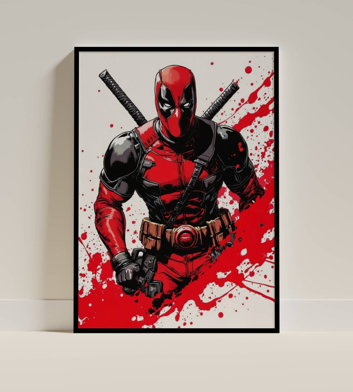Deadpool Action Pose with Katanas Poster | Superhero Wall Art Print