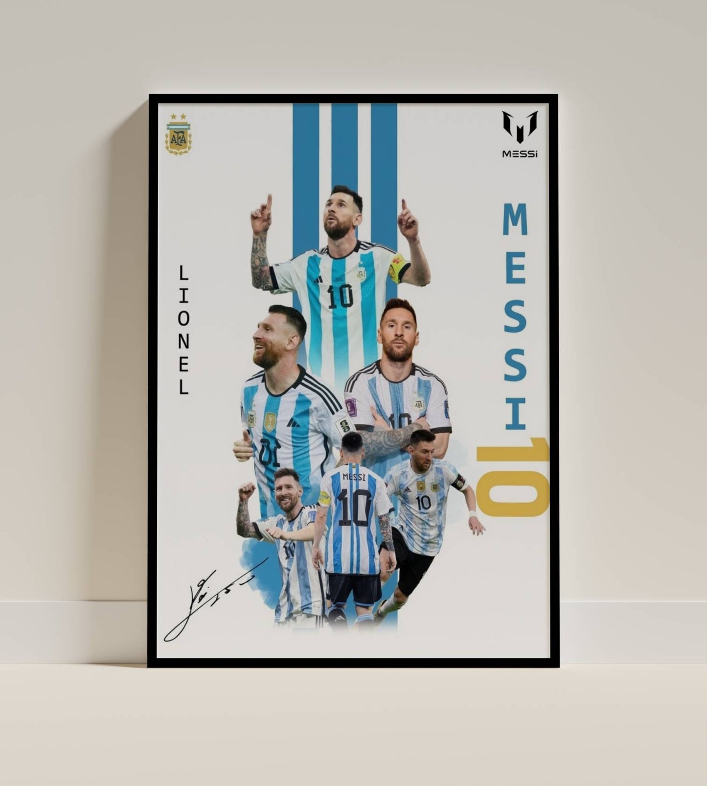 Lionel Messi No.10 Argentina Collage Art Print | Football Fan Wall Poster