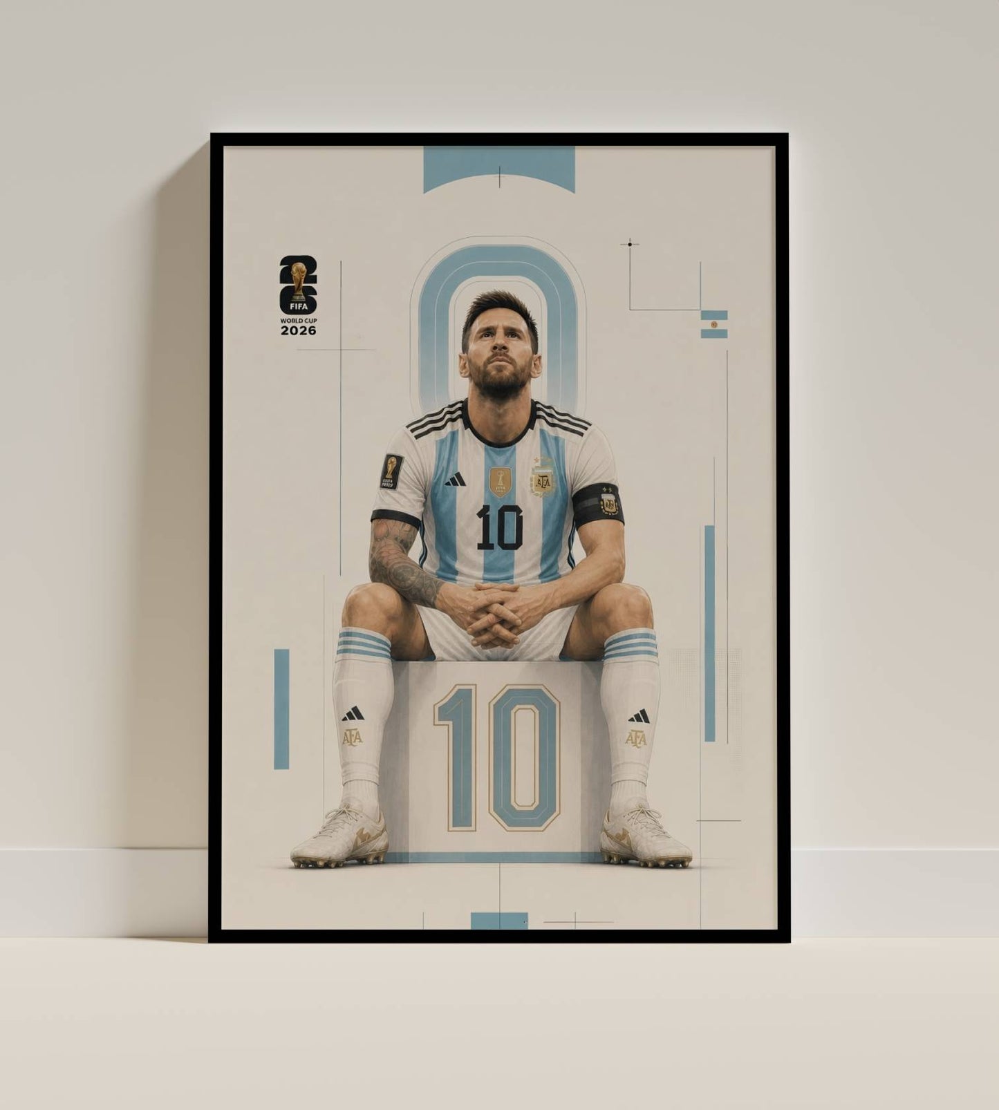 Messi Argentina No.10 Minimalist Portrait Art Print | Football Wall Poster