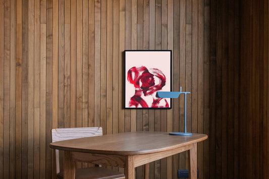 Bold Red Brushstroke Abstract Modern Art Frame