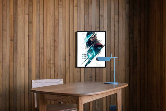 God of War Kratos Teal Brushstroke Art Print | Gaming Wall Poster