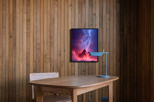 Thor Hammer Lightning Silhouette Art Print | Superhero Wall Poster
