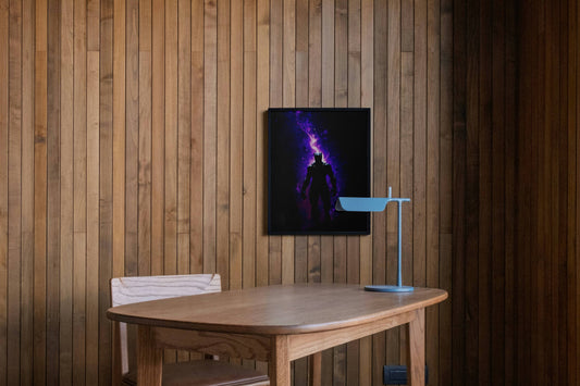 Black Panther Cosmic Silhouette Purple Galaxy Art Print | Superhero Wall Poster