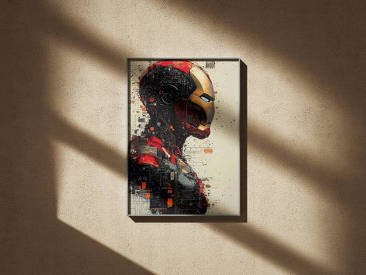 Iron Man Digital Circuit Tech Portrait Art Print | Marvel Wall Poster