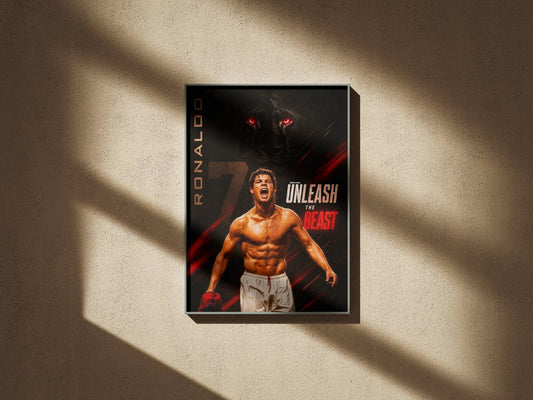 Ronaldo Unleash The Beast Motivational Art Print | CR7 Football Wall Poster