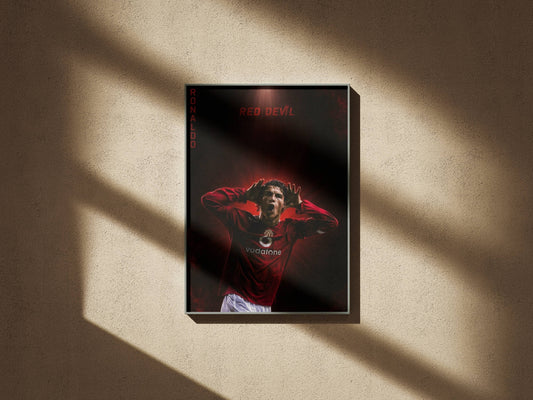Ronaldo Manchester United Red Devil Art Print | Football Wall Poster