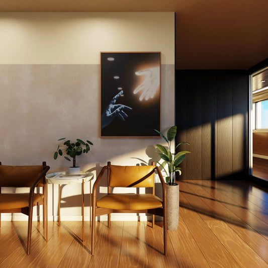 Sunlit Room Shadow Figure Elegant Wall Frame
