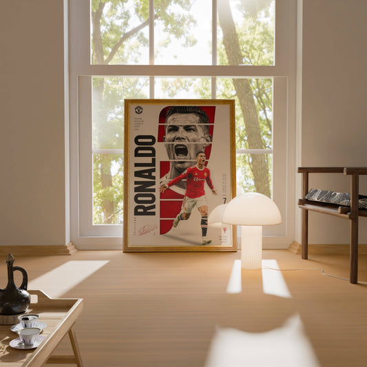 Ronaldo Manchester United Dual Portrait Action Art Print | Football Wall Poster