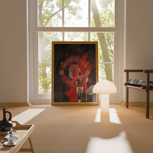 Ronaldo Manchester United Crest Back View Art Print | Football Wall Poster