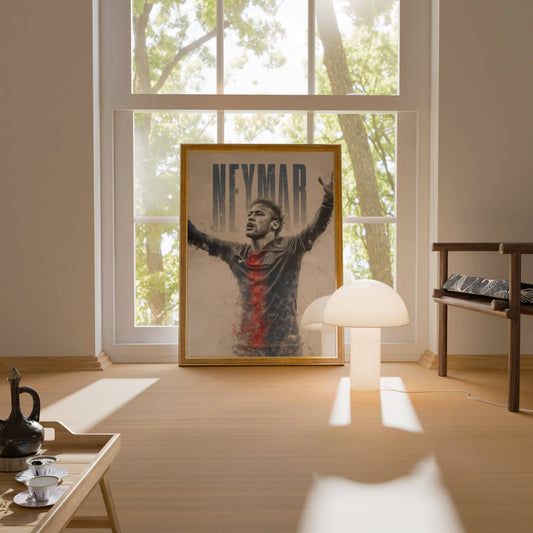 Neymar PSG Arms Raised Grunge Art Print | Football Wall Poster
