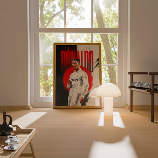 Ronaldo Real Madrid White Jersey Typography Art Print | Football Wall Poster