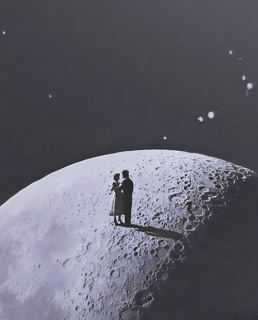 Cosmic Moon Duo Surreal Space Art Frame
