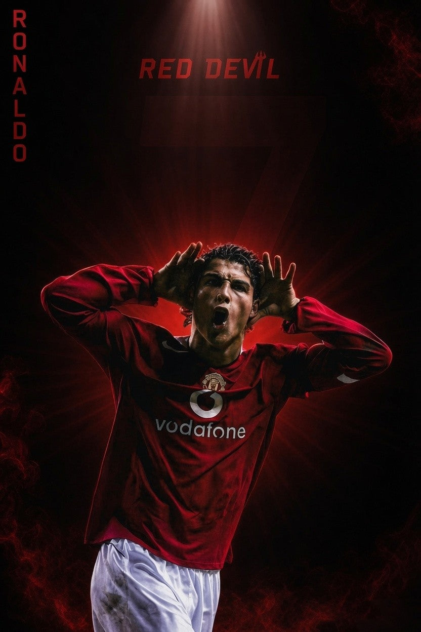 Ronaldo Manchester United Red Devil Art Print | Football Wall Poster