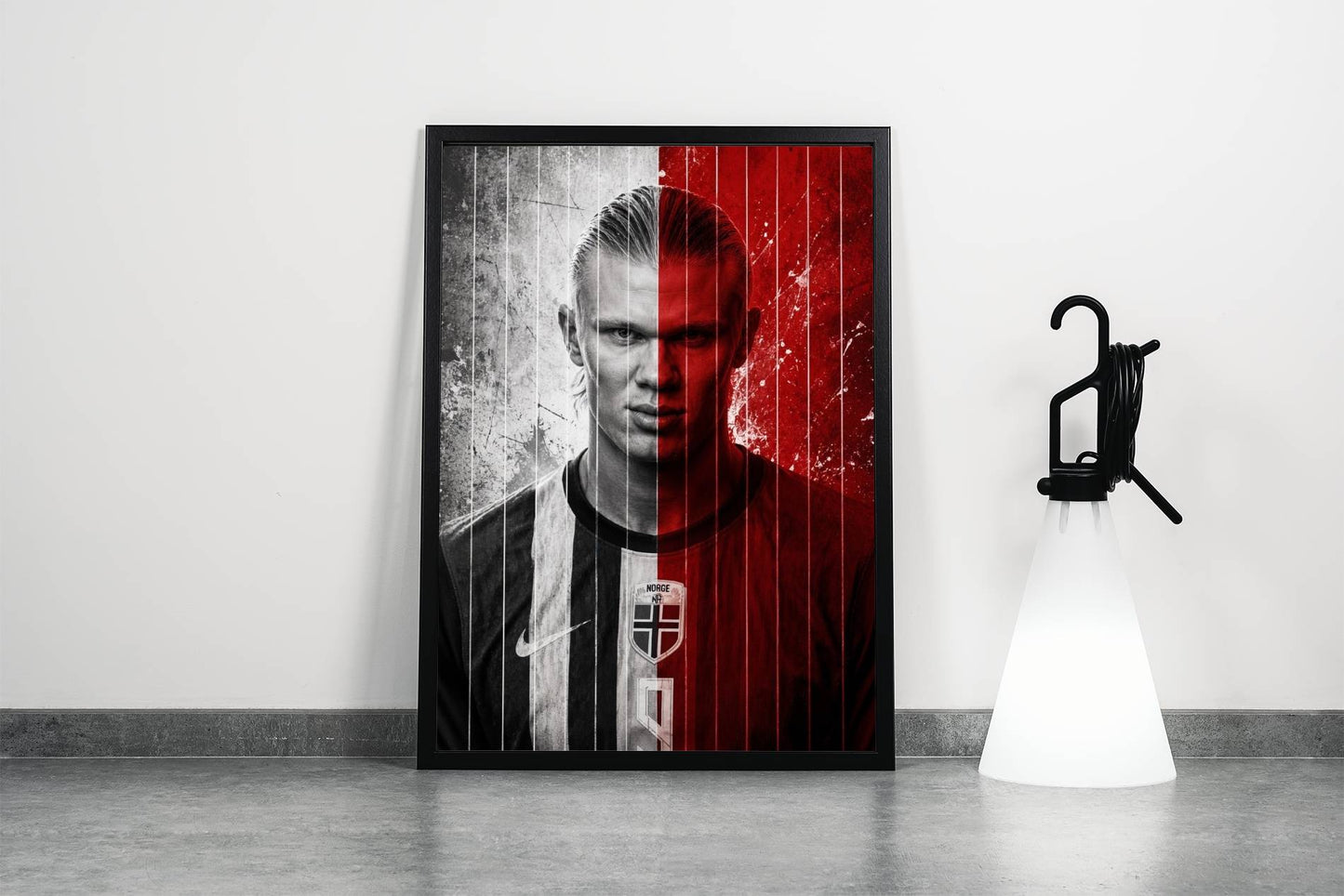Haaland Split Black Red Dual Tone Portrait Art Print | Football Wall Poster
