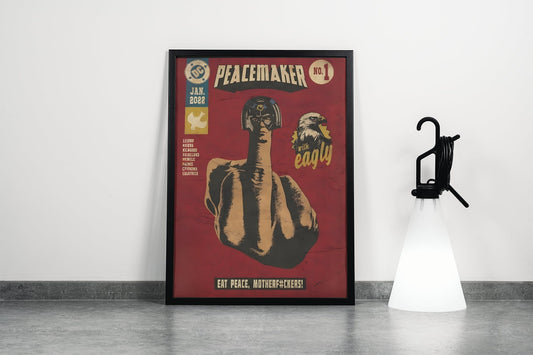Peace Maker Bold Red Propaganda Style Graphic Poster Frame