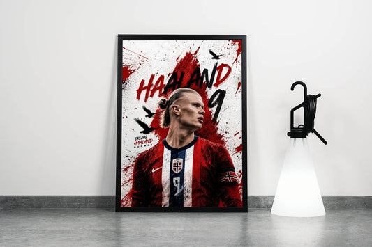 Haaland Norway Paint Splash Celebration Art Print | Football Wall Poster
