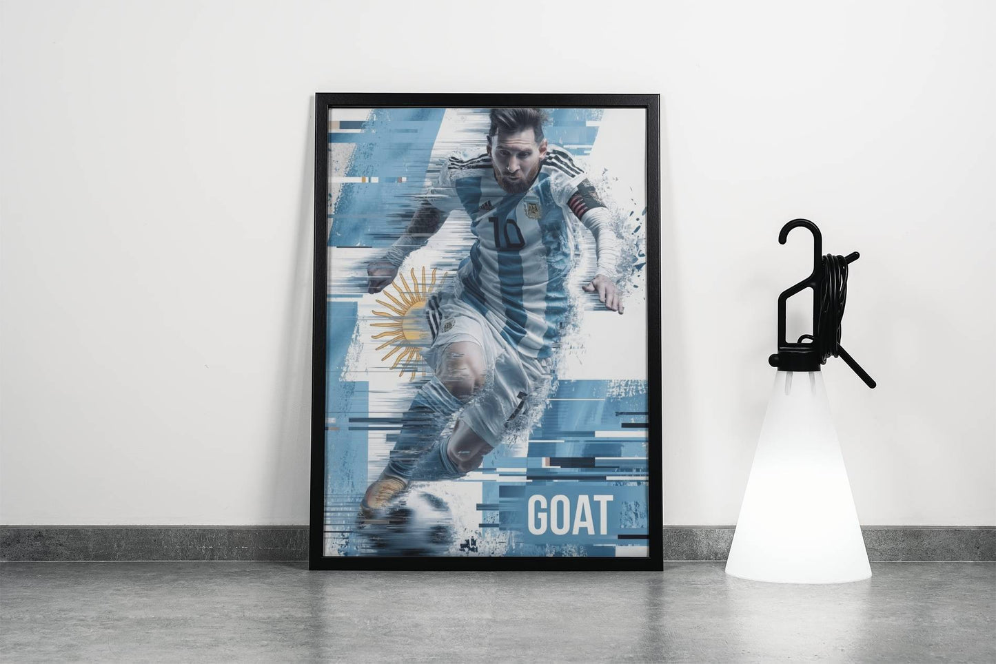 Messi Argentina GOAT Glitch Action Art Print | Football Wall Poster