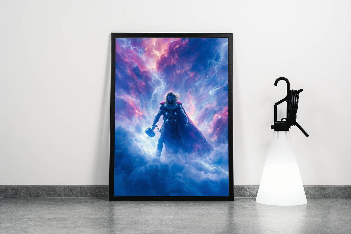 Captain America Cosmic Nebula Silhouette Art Print | Superhero Wall Poster