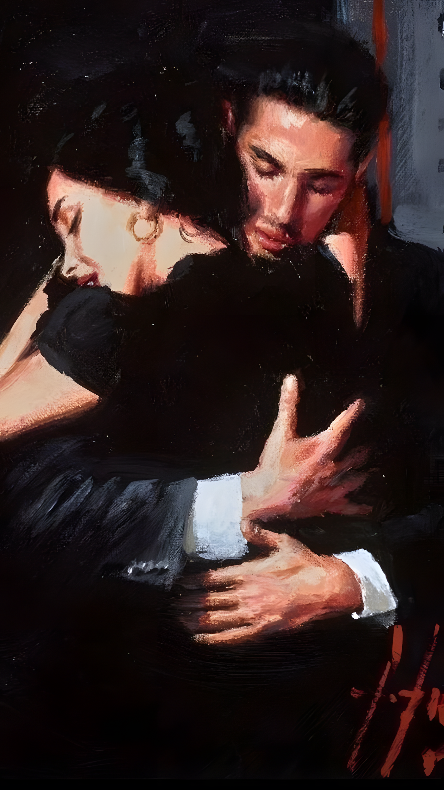 Intimate Dance Embrace Romantic Couple Art Frame