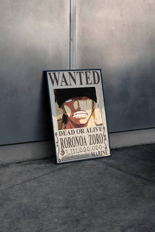 One Piece Zoro Wanted Poster Anime Frame