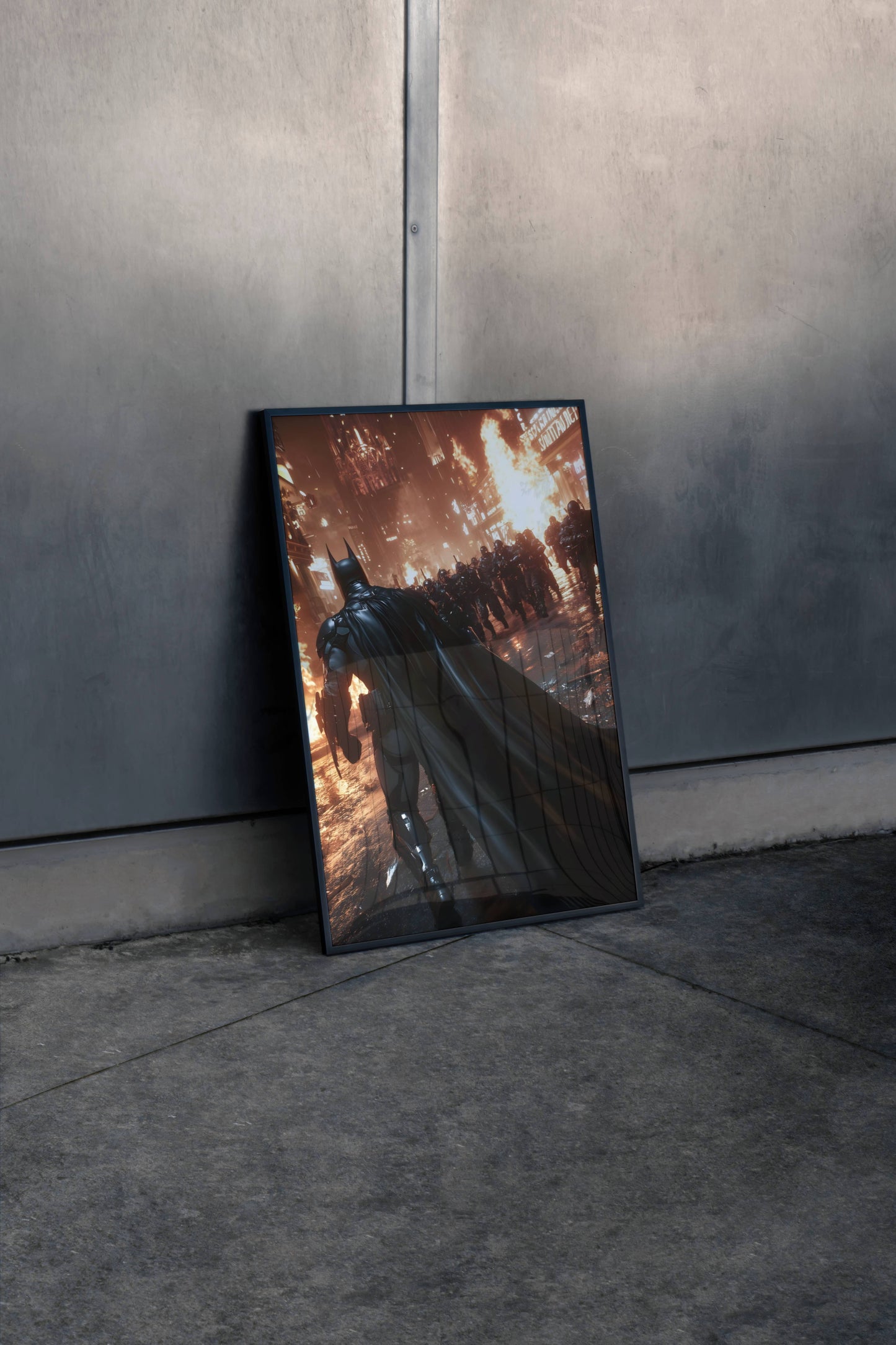 Batman Action Fire Dark Art Poster Frame