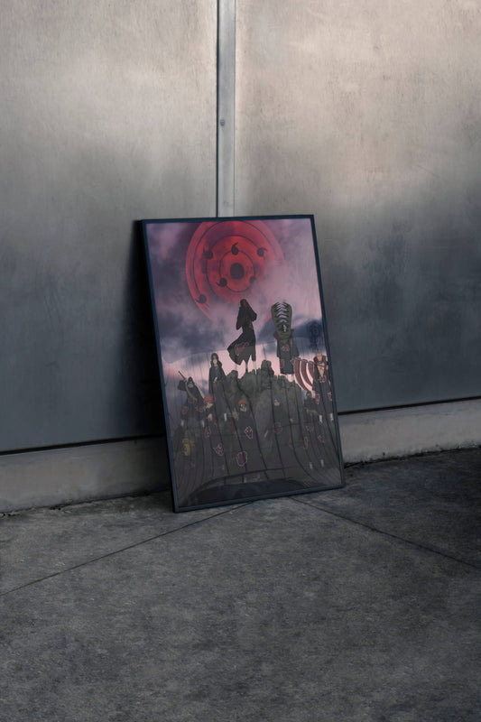Akatsuki Group Naruto Red Moon Poster Frame