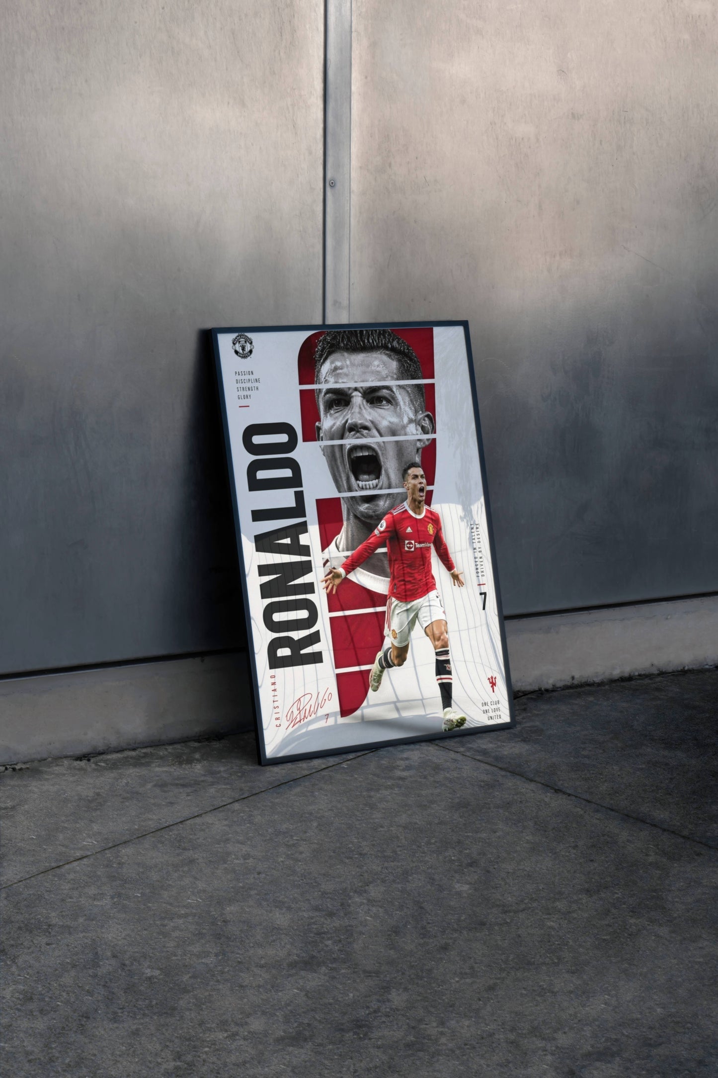 Ronaldo Manchester United Dual Portrait Action Art Print | Football Wall Poster