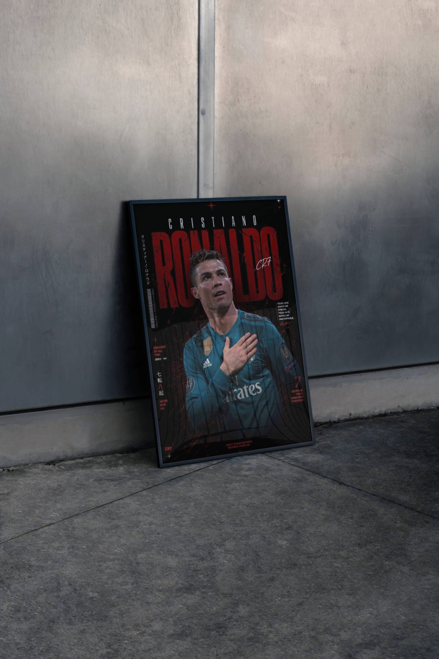 Cristiano Ronaldo Teal Jersey Typography Art Print | CR7 Football Wall Poster